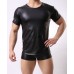 Fashion Black Faux Leather Men Sexy Lingerie Tops