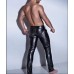 Sexy Men Faux Leather Open Crotch Erotic Latex Pants PVC Night Club Men Straps Trousers