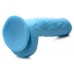 8.25 Inch Dildo with Balls - Blue
