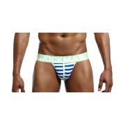 Jockmail Pale Green with sky-blue and white stripes