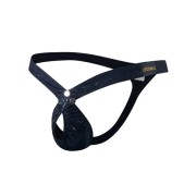 JOCKMAIL Signature Metallic Criss Cross Thong - Black JOCKMAIL Signature Metallic Criss Cross Thong - Black