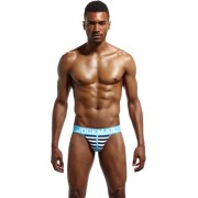 Jockmail Striped Blue and Black Brief Jockmail Striped Blue and Black Brief