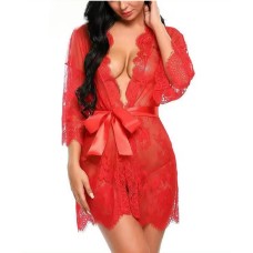 Ladies Red Lace Robe