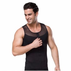 Black translucent Mesh zipper vest