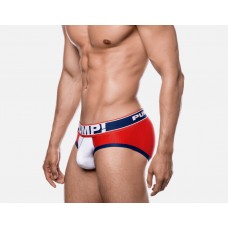 Pump Hollow Mesh Briefs White and Red