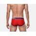 Pump Hollow Mesh Briefs White and Red
