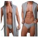 Mens Sexy Sleeveless Hooded Robe - Grey