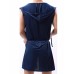 Mens Sexy Sleeveless Hooded Robe - Navy