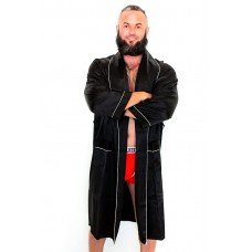 Mens Satin Bathrobe  - Black