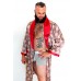 Mens Satin Robe - Brown/Red