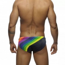 Men's Rainbow Striped Enhancing Swimsuit