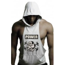 White Muscle Dog Hoodie